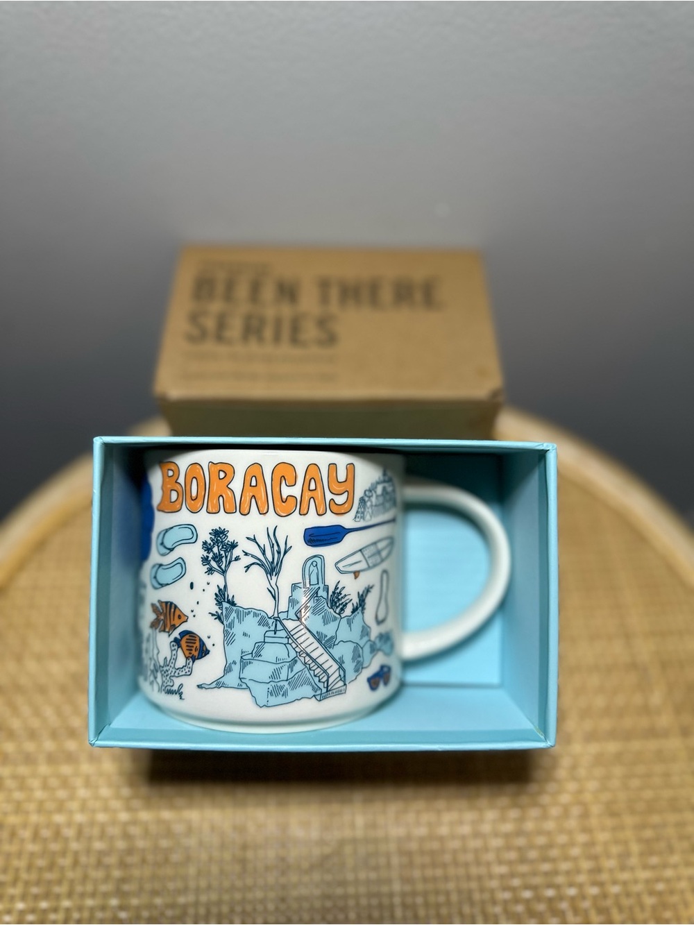 Starbucks Boracay Ceramic Mug - White, Blue & Orange